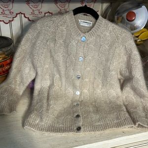 Vintage 100% mohair latte color w pearlescent buttons
